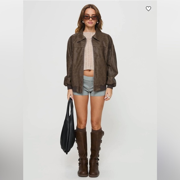 Princess Polly brown leather jacket. US size 4 - Picture 3 of 6